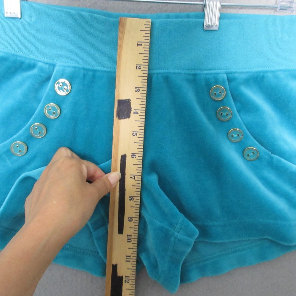 Juicy‎ Couture Shorts Small Blue Velour Y2K 90s Lounge Pull On Comfort Cozy - Picture 4 of 9